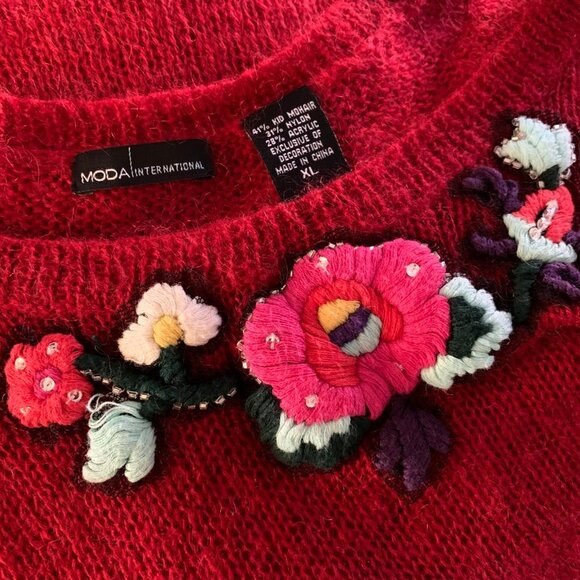 Moda International Scoop Neck Embroidered Sweater - Picture 7 of 7